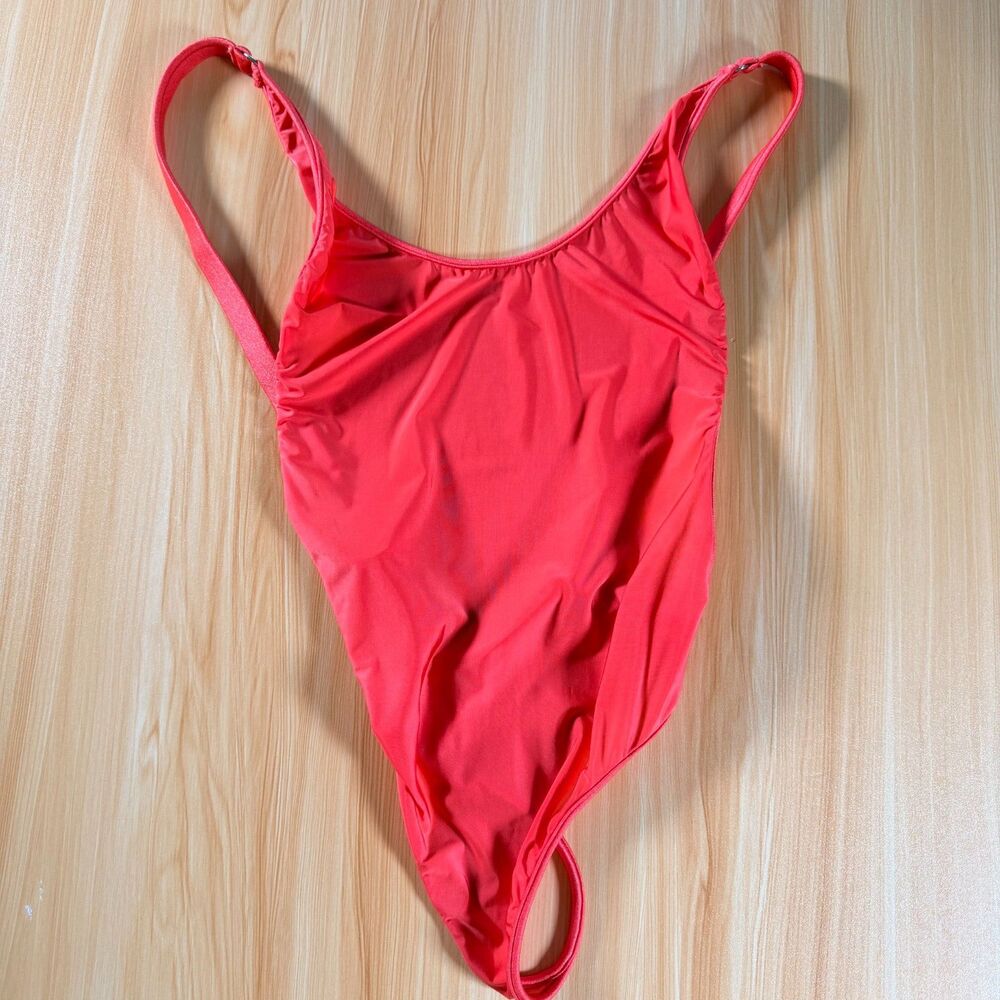 Wicked Weasel Micro One Piece Swimsuit XS Coral Pink Wet Look Ultra Sheer Ausie